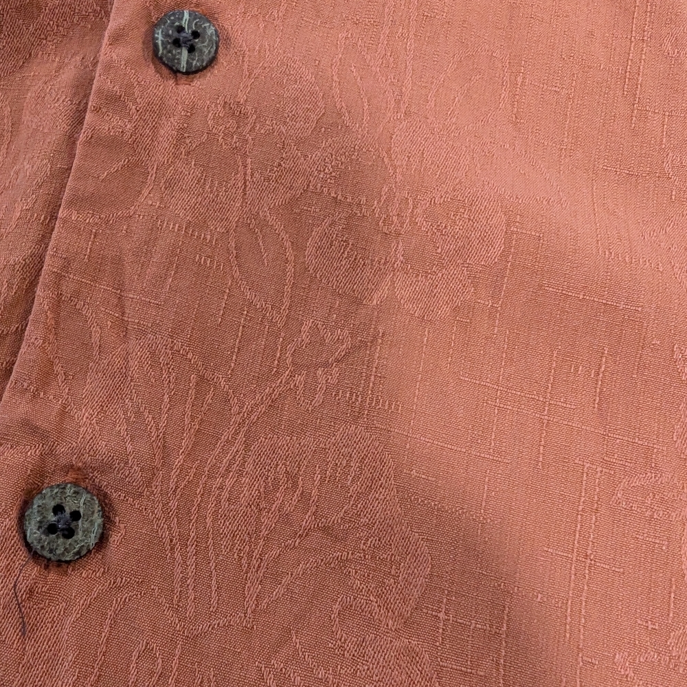 Tommy Bahama Mens Hawaiian Shirt XL Salmon 100% Silk Short Sleeve Casual - Picture 8 of 9